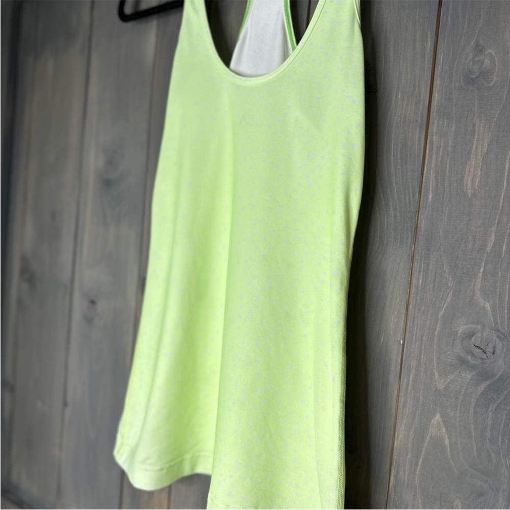 ladies Reversible Racerback Lululemon. Petit Dot Faded Zap lime bright green top - Picture 9 of 13